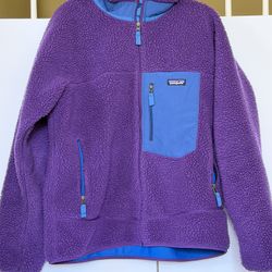 Patagonia Purple Blue Heavyweight Full Zip Fleece Jacket Men XL Stand-Up Collar