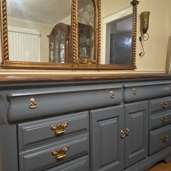 Solid Wood Blue Dresser 