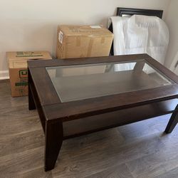 Espresso Coffee Table with glass top