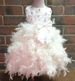 White Rhinestone Feather Dress (Toddler)