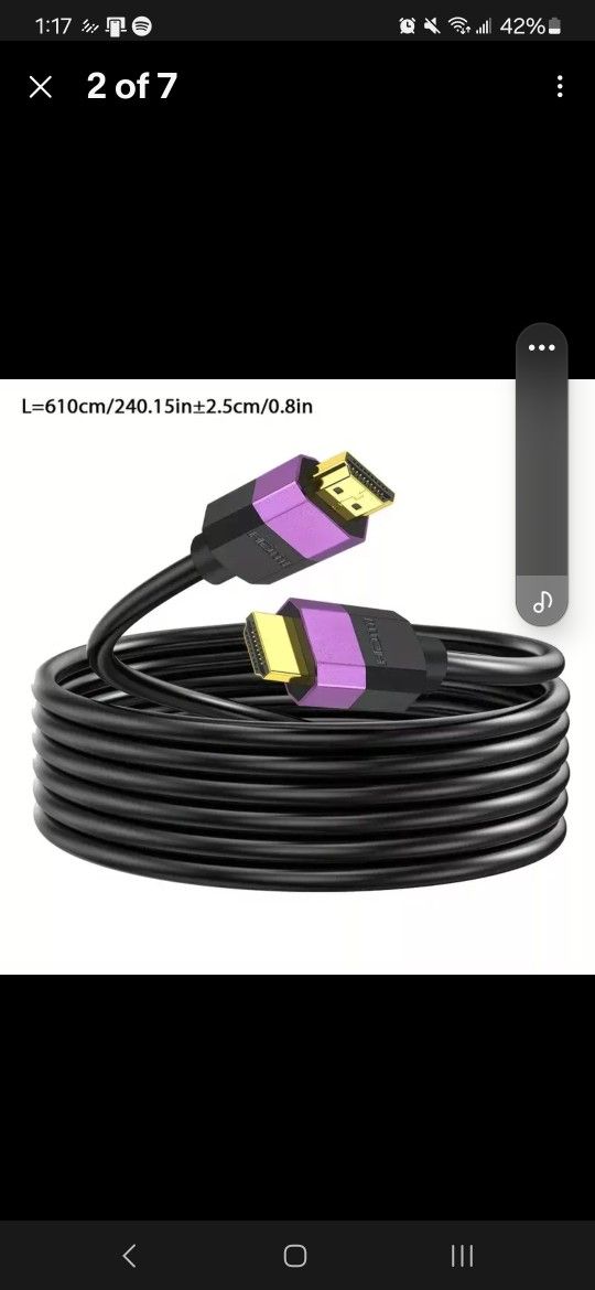15ft LONG / 181.1in. HMDI High-Speed HDTV Cable 2.0 - New purple Durable