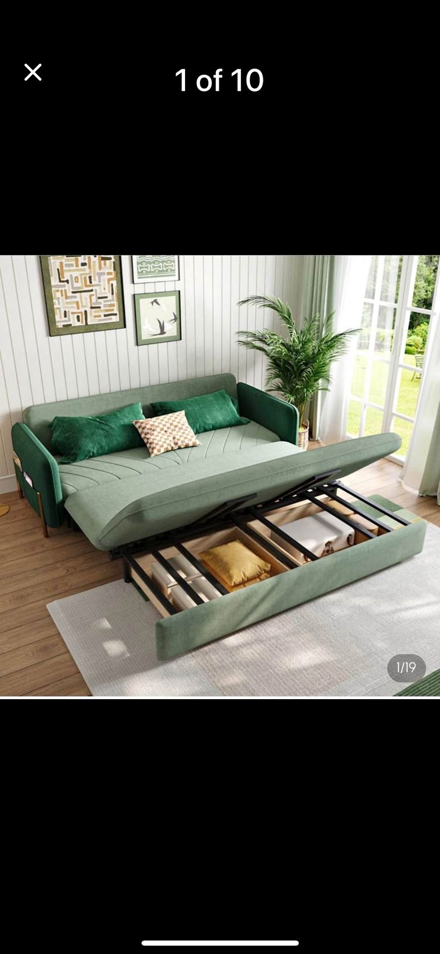 79" King 3-Seater Velvet Convertible Sleeper Sofa New In Box!!