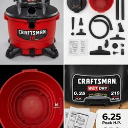 LIKE NEW Craftsman 16 Gallon 6.25 HP Wet/Dry Vac with Blower - complete with all parts! $100