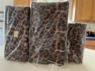Joy Mangano JM BBC Roll Up Travel Better Beauty Case 3 Bags SET Leopard Print
