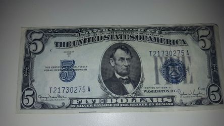 5 dollar bill 1934