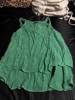 Green Tiered Ruffle Tank Top - Shein