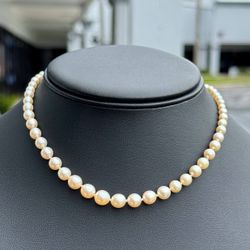 Vintage Antique Jewelry 14k white gold pearl necklace chain 14.00" 7.00mm width