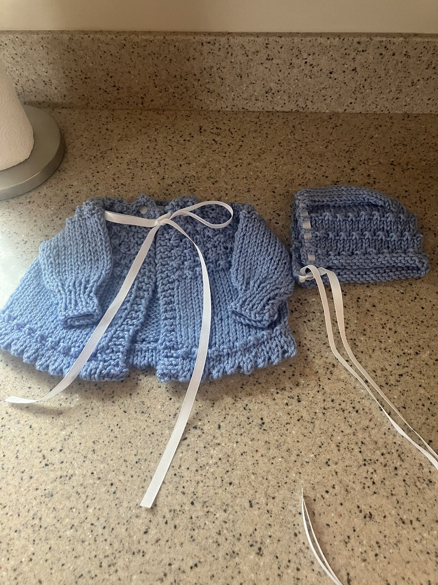 Knitted Baby Cardigan And Matching Hat