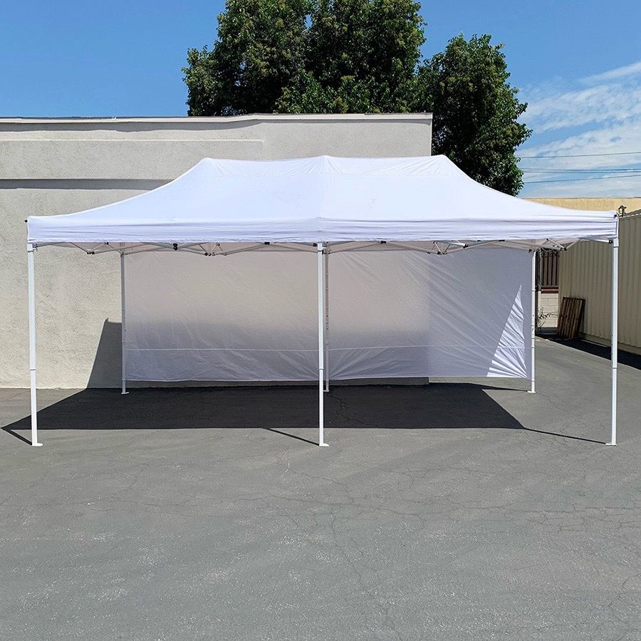 (NEW) $220 Heavy-Duty Canopy 10x20 ft with (2 Sidewalls), EZ Popup Shade Outdoor Gazebo, Carry Bag