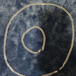 9.25 Silver 24" Chain 7.5" Bracelet Set