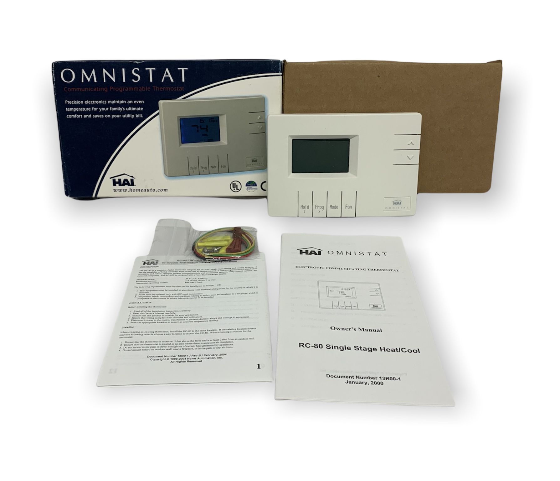 HAI OMNISTAT RC-80B SINGLE STAGE HEAT/COOL BACKLIT THERMOSTAT WHITE NEW W/ BOX