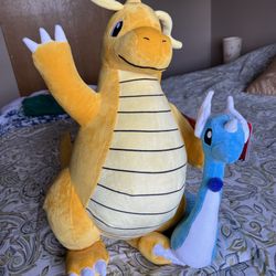 Pokemon 24” Dragonite + 12” Dragonair Jazware Plushies