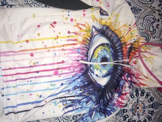 Colorful eye hoodie is XXL but runs small