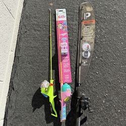 Kids Fishing Rod Lot – 2 New, 1 Used 