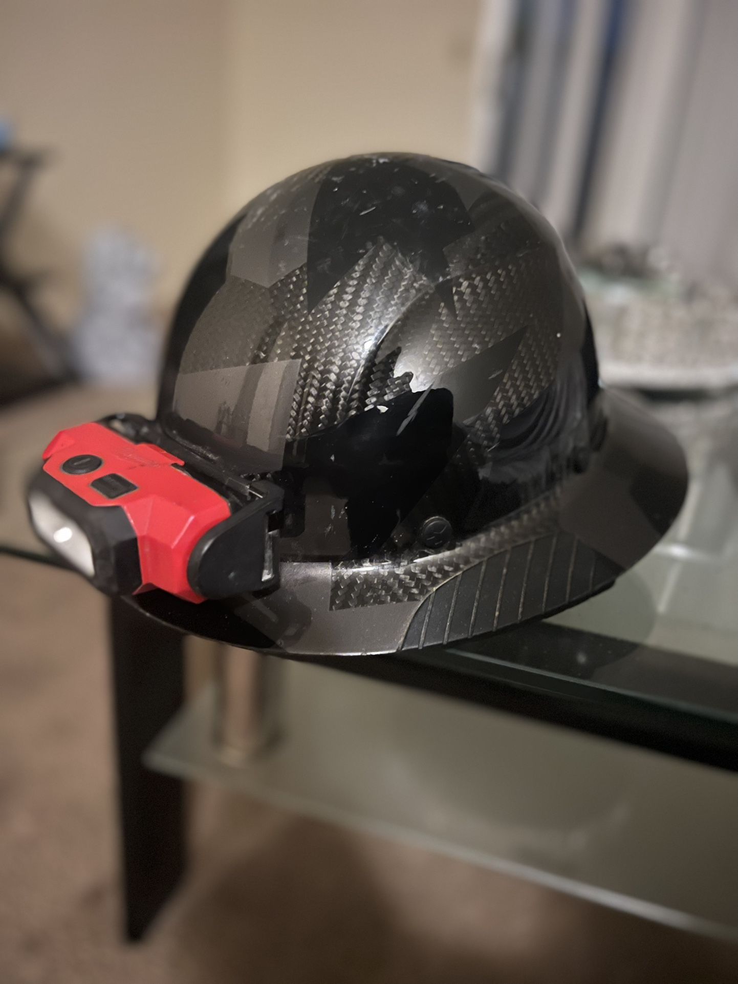 thumbnail image 2 of DAX Carbon Fiber Full Brim Hard Hat - Black Camo Safety Helmet With Ratchet Adjustment 2 of 6