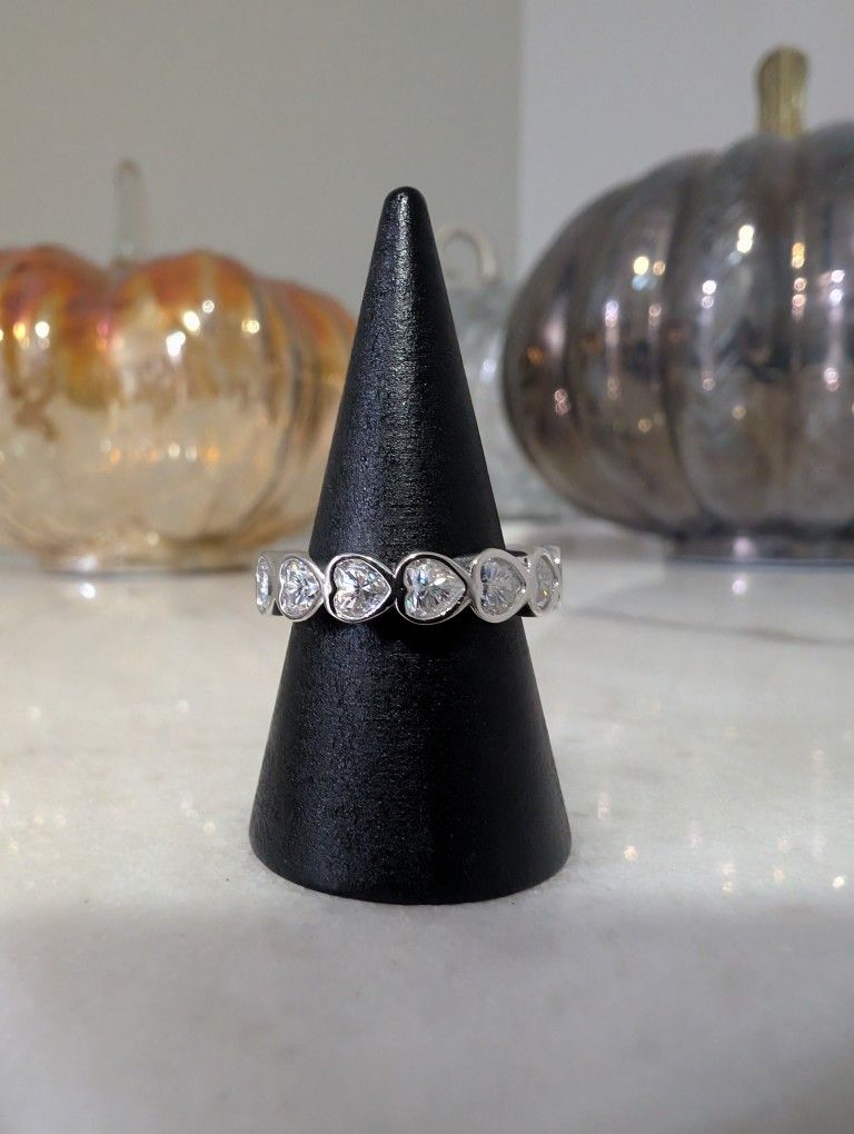 Solid .925 Sterling Silver Moissanite Ring 