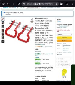 Recovery hooks for 2016 Chevrolet Colorado plus Grille lights