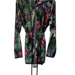 C&C California Lightweight Floral Tropical Active Long Jacket Large Zip   Comes from a pet and smoke free home. Measurements are in the pictures.  Thi