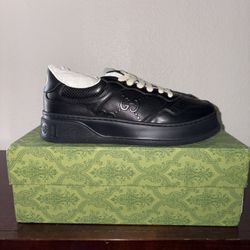 Gucci Ace Embroidered Black Leather shoes