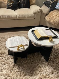 2 White and black marble and tables