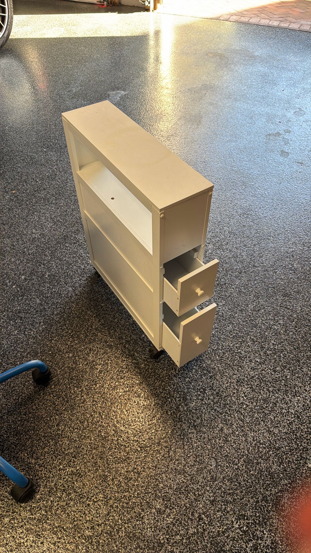 Storage Drawer Cart Slim White  With Wheels 