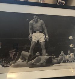 Framed Black and White Boxing Photograph