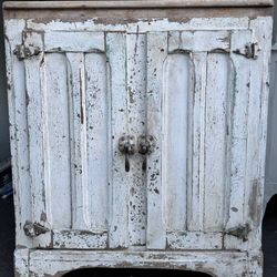 Vintage Wooden Icebox Cabinet – Rustic Charm & Storage
