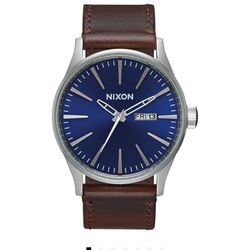 Nixon Blue Dial Leather Band Watch