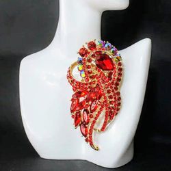 Elegant Red Crystal Rhinestones Brooch