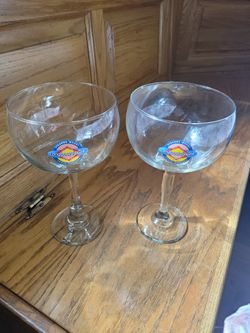 Pair Of 2 Large Margarita Glasses 
