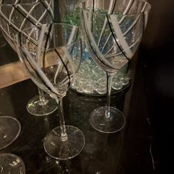 New Red Or Purple  Or Black And White Wine Glasses, Five Dollars Each 