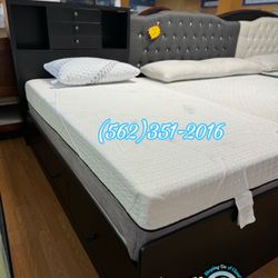 Memory Foam Twin Mattress And Spacious Multiple Storage Frame 