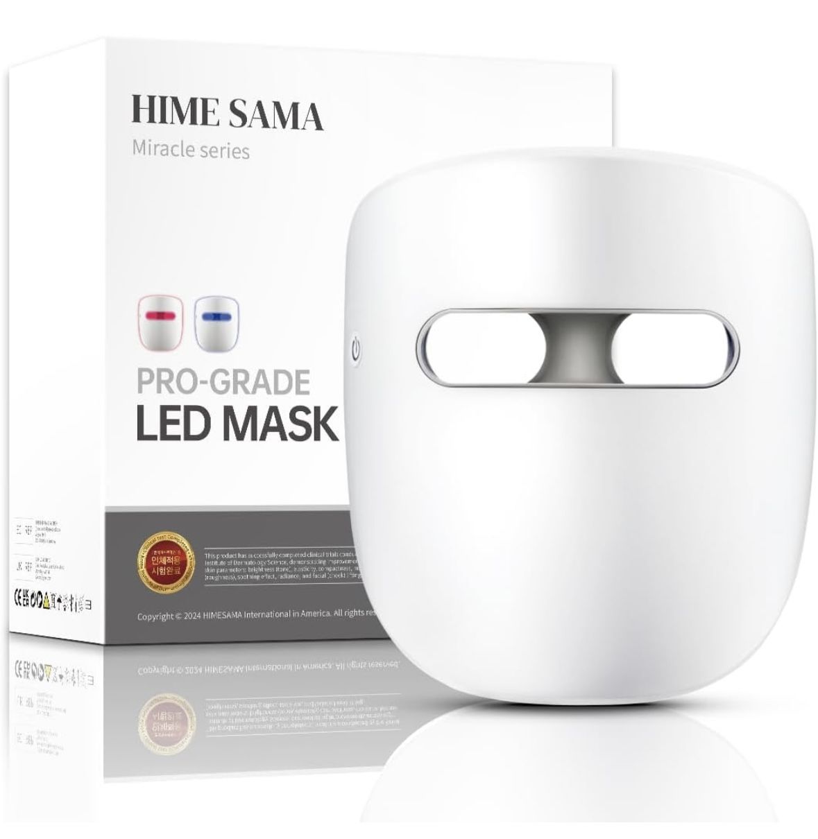 NEW hime sama Led Face Mask, Red Light Mask for Face, FSA/HSA Eligible, Infrared, Red & Blue Light Mask for Skin Care, Wrinkle Reduction, Wireless Fac