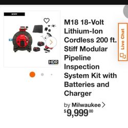 M18 18-Volt Lithium-Ion Cordless 200 ft. Stiff Modular Pipeline Inspection System 