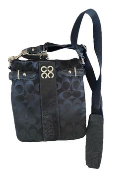 Coach Black Signature Logo Crossbody Bag Buckle Strap Accent Adjustable