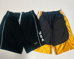 LOT of 2 Men's Large Mitre Black Athletic activewear basketball shorts pockets