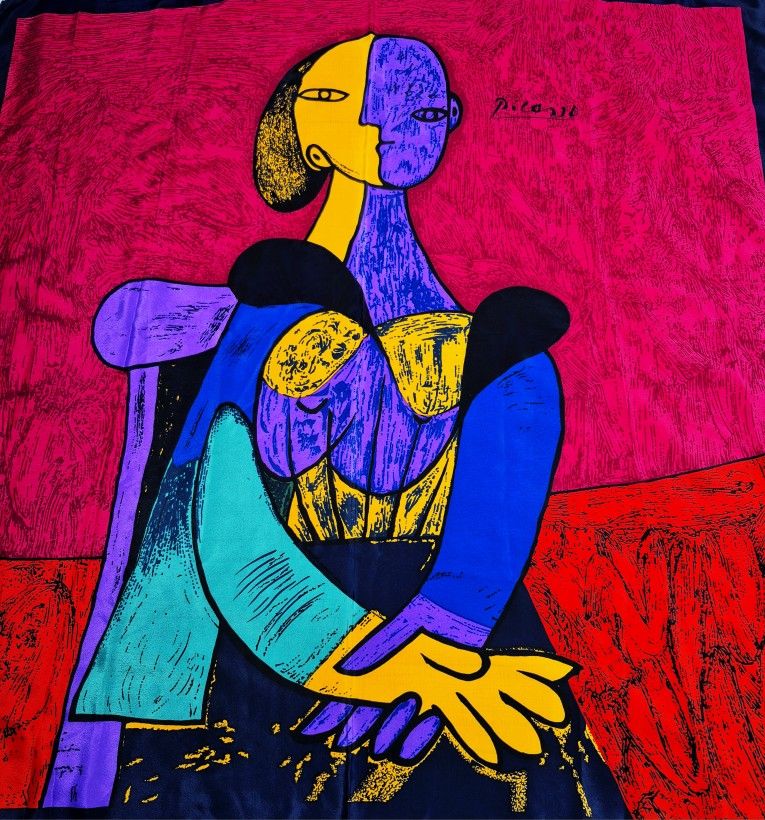 Picasso Square Silk Scarf, 1990s