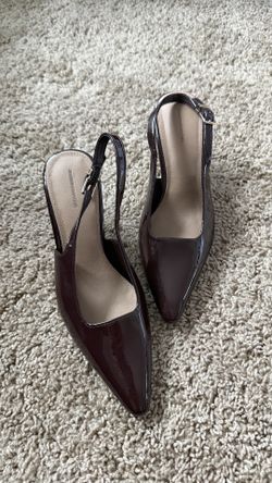 Glossy Wine Slingback Heels - Like New (7,5)