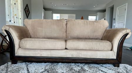 Comfortable Beige Living Room Sofa - Good Condition