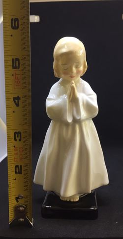 5.5” tall porcelain praying girl made in England by Royal Doulton