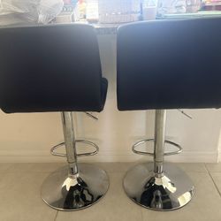 Modern Black Adjustable Bar Stools – Set of 2