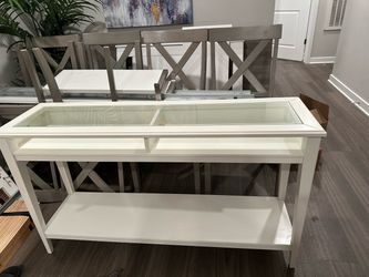 Ikea White Glass-Top Console
