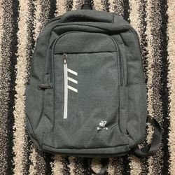 Gray Backpack Has A USB Cable Connection 