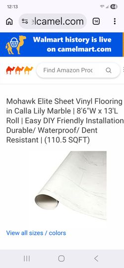 Mohawk Elite Sheet Vinyl Flooring in Calla Lily Marble | 8'6"W x 11'L Roll | Easy DIY Friendly Insta