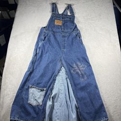 Vintage Levi’s Reworked Denim Overall Flare Dress Women’s L Blue Rhinestone#3118