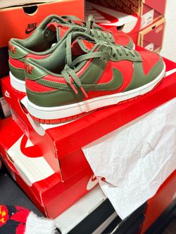Nike Dunk Low Red and Olive Sneakers