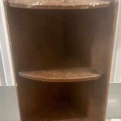 brown wooden corner shelf
