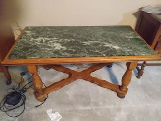 Vintage Green Marble Top Coffee Table 