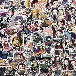 100 Pack Bulk Decals Demon Slayer Jump Comics Anime Phone Laptop Wall Decal Peeker Stickers