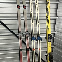 3 Pairs Of Skis Lot & 1 Pair Of Ski Boots
